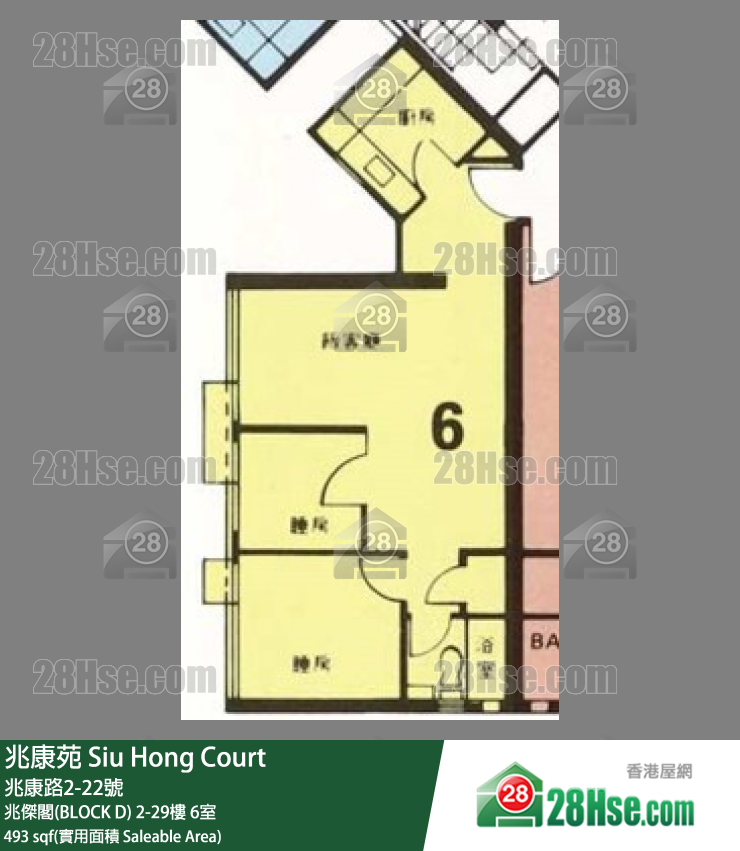 兆康苑 兆傑閣(BLOCK D)14樓 6室 平面圖