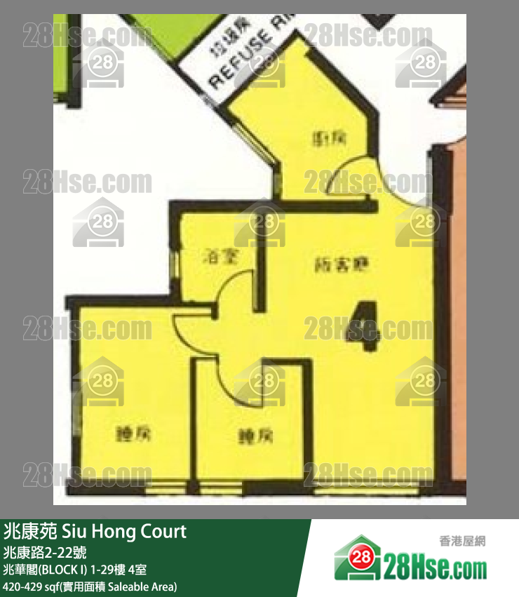 兆康苑 兆華閣(BLOCK I) 27樓 4室 平面圖