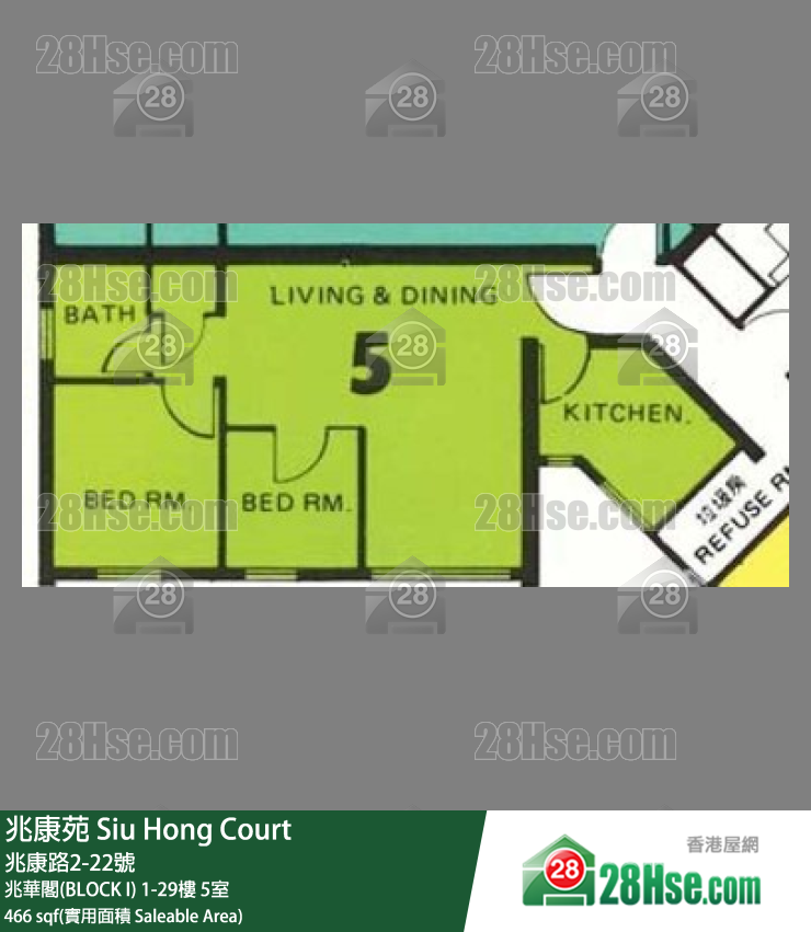 兆康苑 兆華閣(BLOCK I)15樓 5室 平面圖