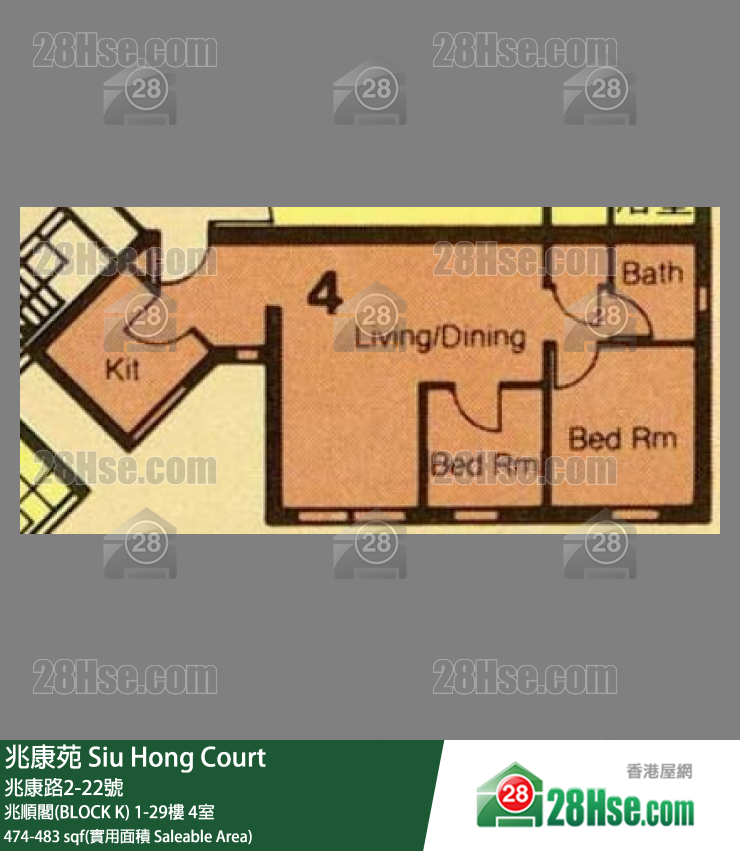 兆康苑 兆順閣(BLOCK K)23樓 4室 平面圖