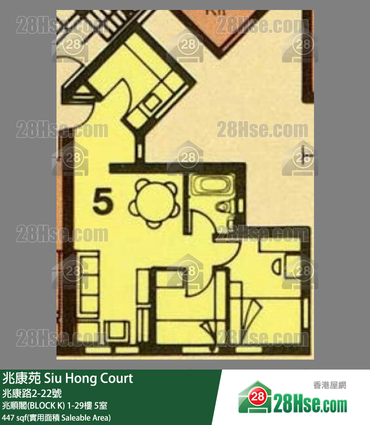 兆康苑 兆順閣(BLOCK K)9樓 5室 平面圖