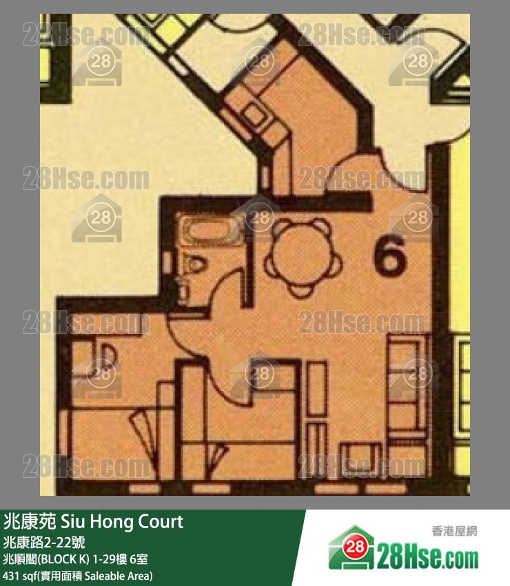 兆康苑 兆順閣(BLOCK K)4樓 6室 平面圖