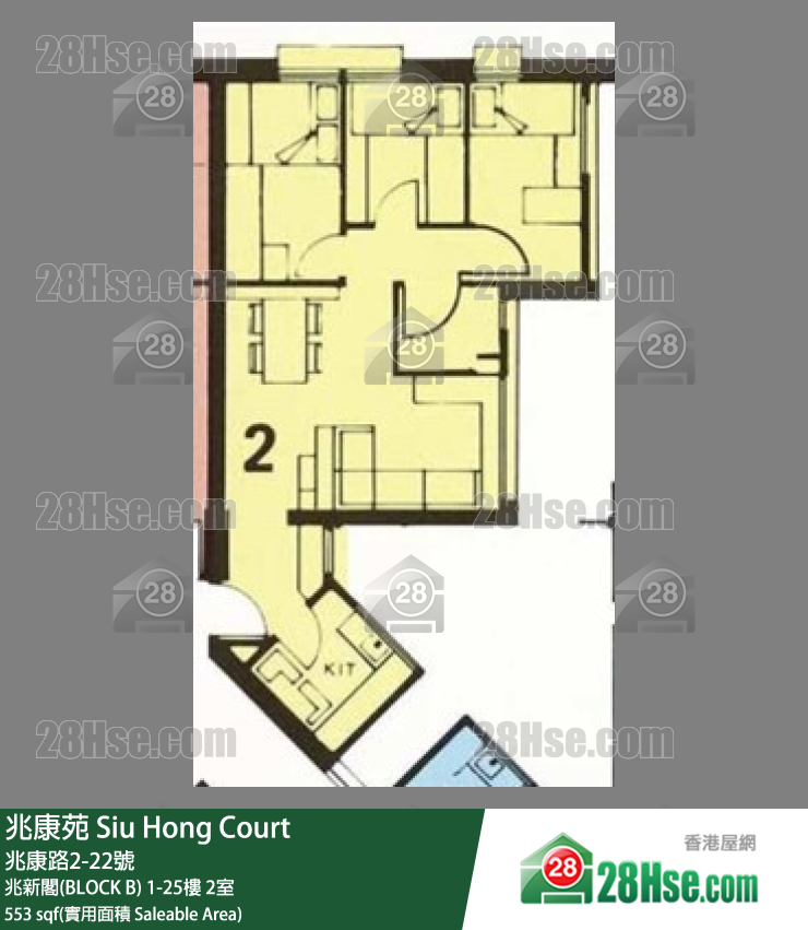 兆康苑 兆新閣(BLOCK B)5樓 2室 平面圖