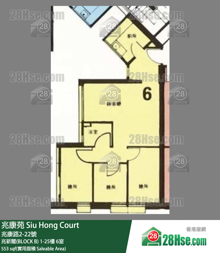 兆康苑 兆新閣(BLOCK B)4樓 6室 平面圖