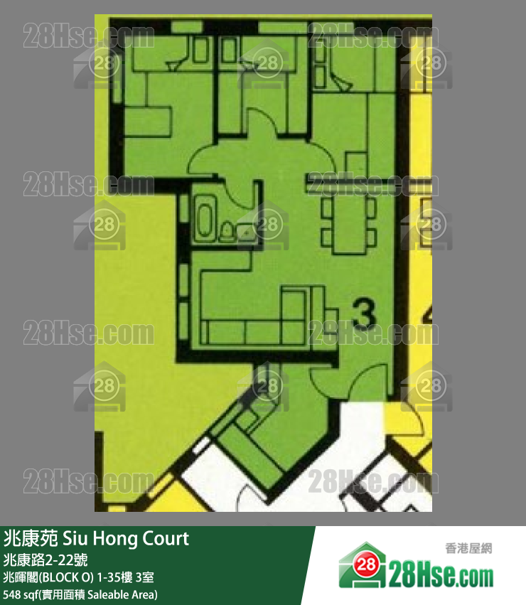 兆康苑 兆暉閣(BLOCK O) 4樓 3室 平面圖