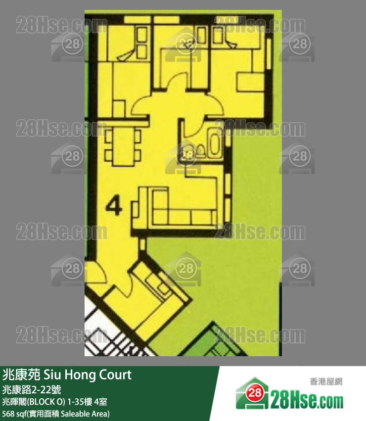 兆康苑 兆暉閣(BLOCK O)27樓 4室 平面圖