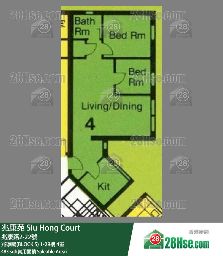 兆康苑 兆寧閣(BLOCK S) 26樓 4室 平面圖