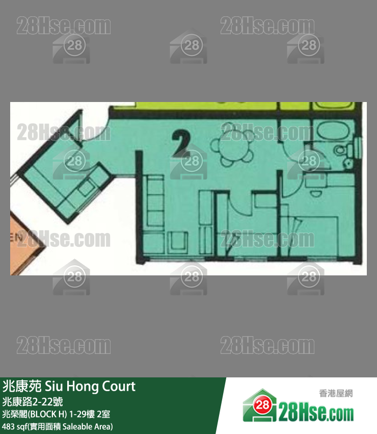 兆康苑 兆榮閣(BLOCK H) 15樓 2室 平面圖