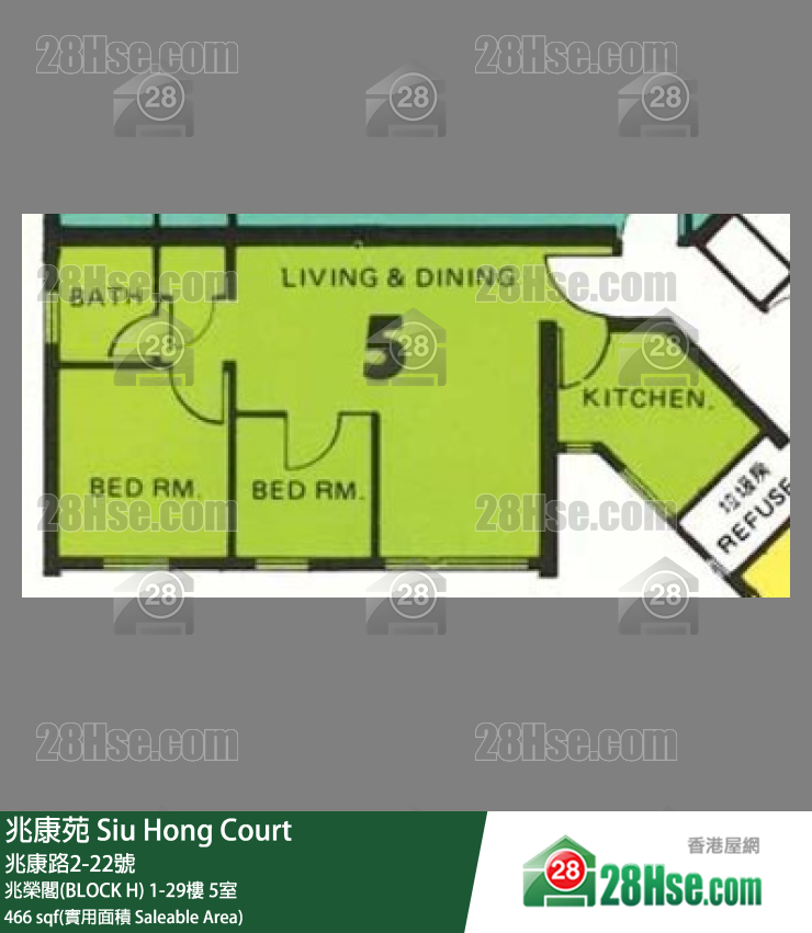 兆康苑 兆榮閣(BLOCK H)7樓 5室 平面圖