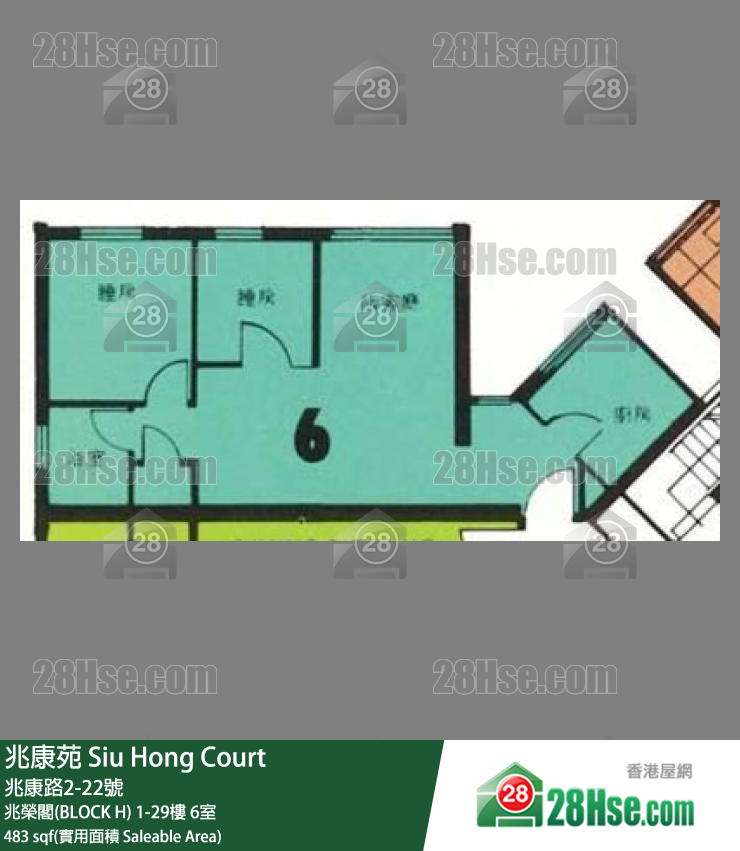 兆康苑 兆榮閣(BLOCK H)15樓 6室 平面圖