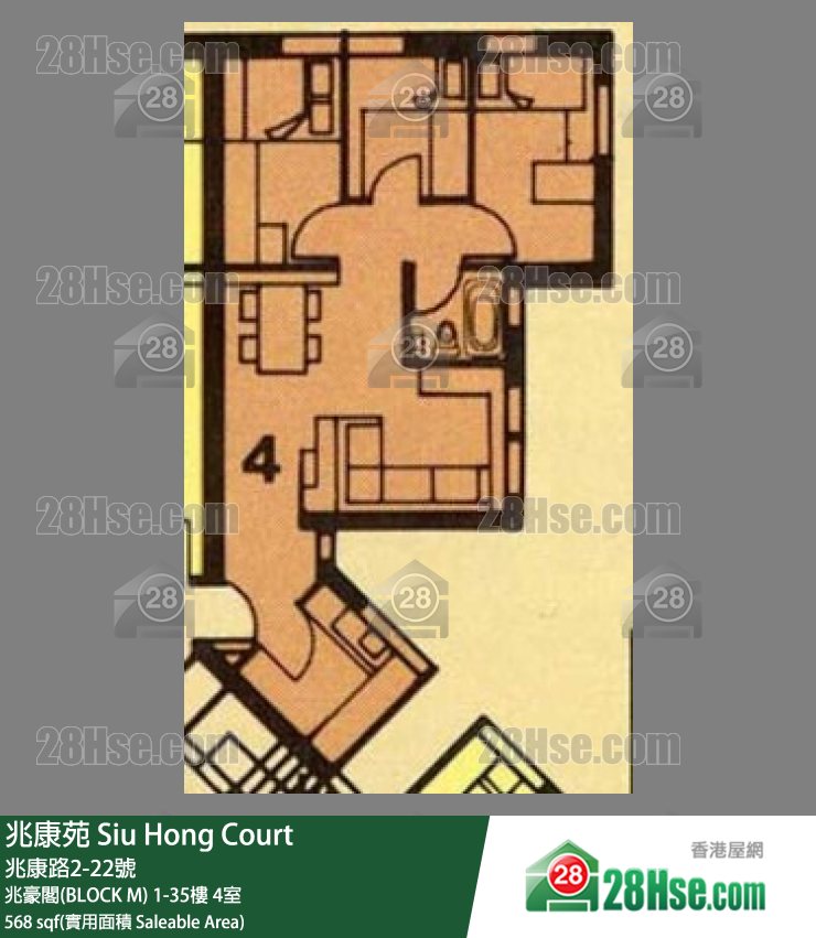 兆康苑 兆豪閣(BLOCK M)33樓 4室 平面圖