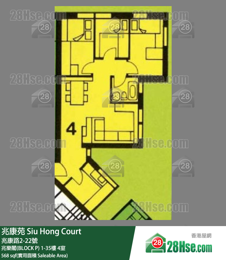 兆康苑 兆樂閣(BLOCK P)30樓 4室 平面圖