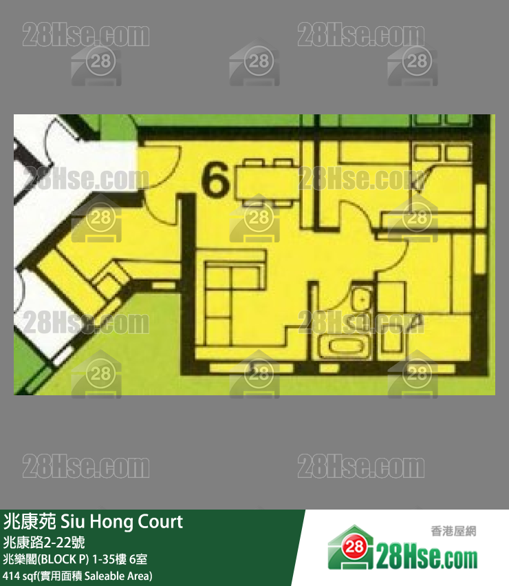 兆康苑 兆樂閣(BLOCK P)28樓 6室 平面圖