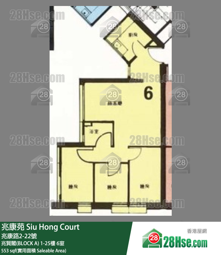 兆康苑 兆賢閣(BLOCK A)10樓 6室 平面圖