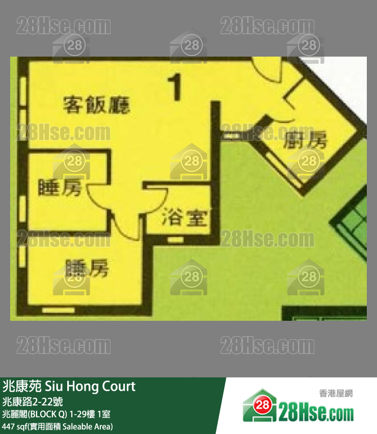 兆康苑 兆麗閣(BLOCK Q)13樓 1室 平面圖