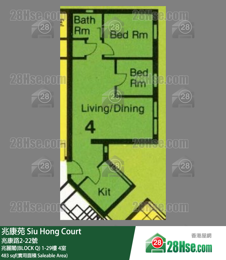 兆康苑 兆麗閣(BLOCK Q)13樓 4室 平面圖