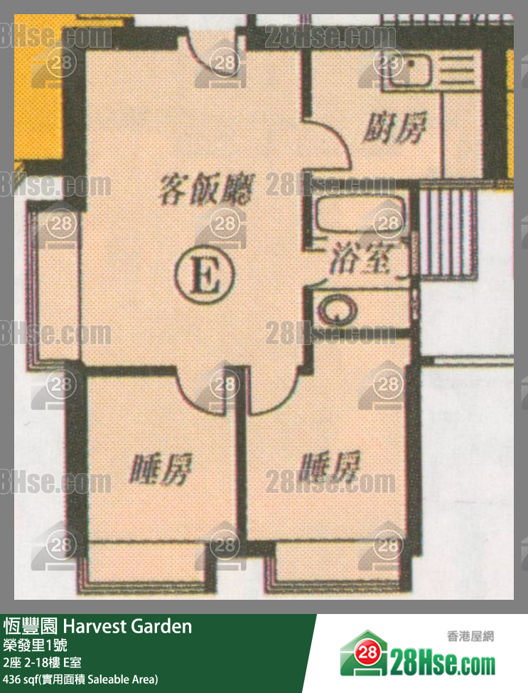 恒丰园 2座 6楼 E室 平面图