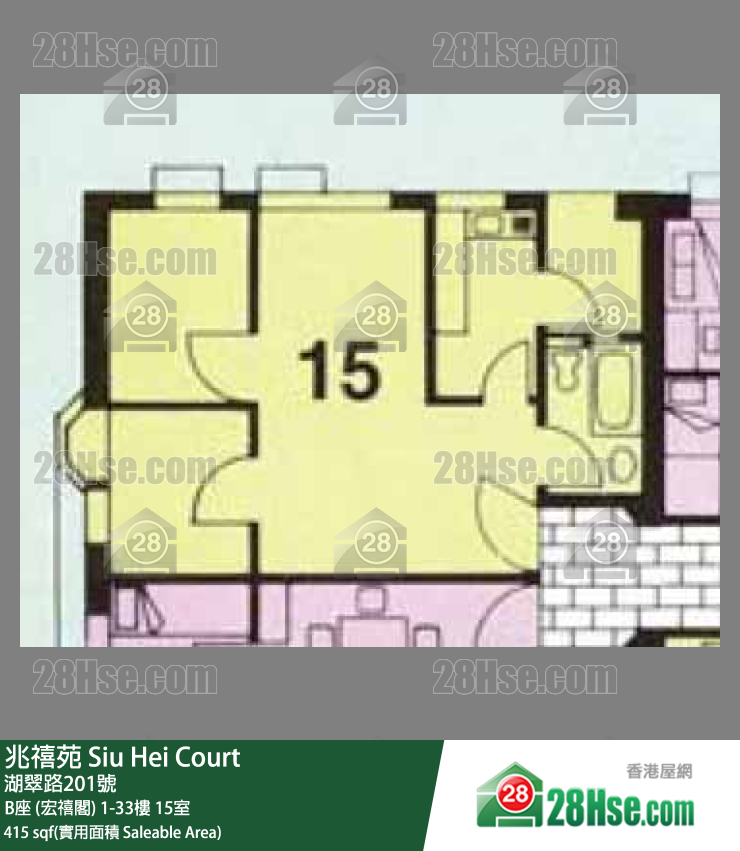 兆禧苑 B座 (宏禧閣)21樓 15室 平面圖