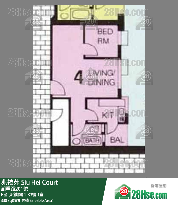 兆禧苑 B座 (宏禧閣)24樓 4室 平面圖