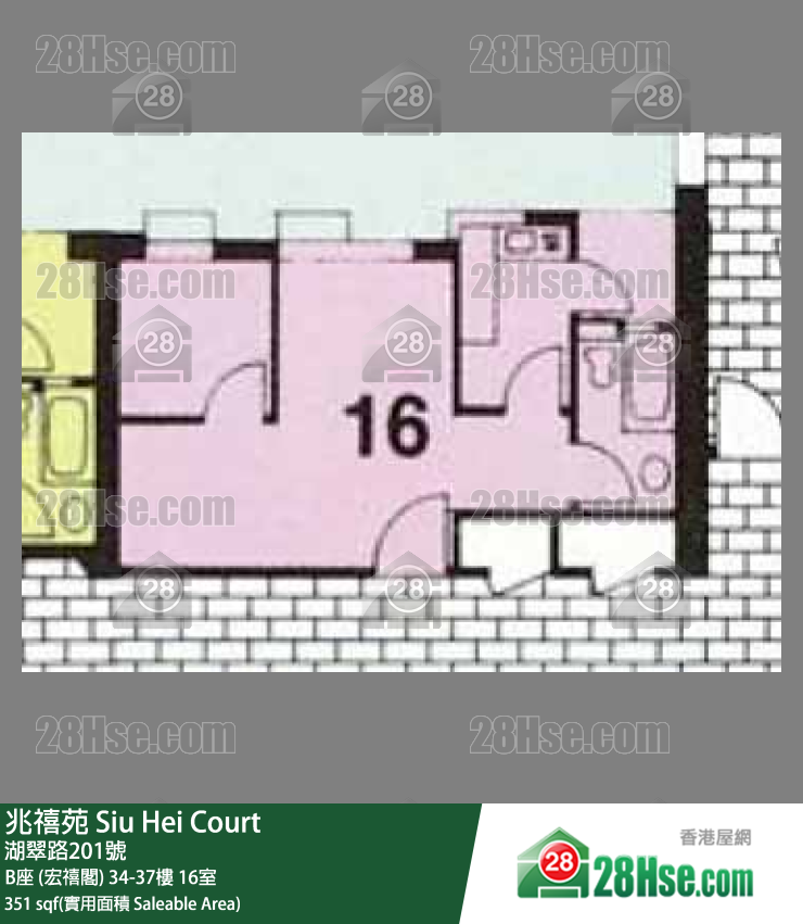 兆禧苑 B座 (宏禧閣) 35樓 16室 平面圖