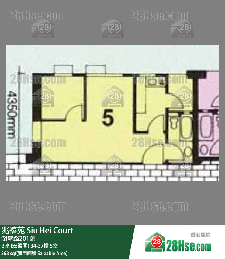 兆禧苑 B座 (宏禧閣)36樓 5室 平面圖