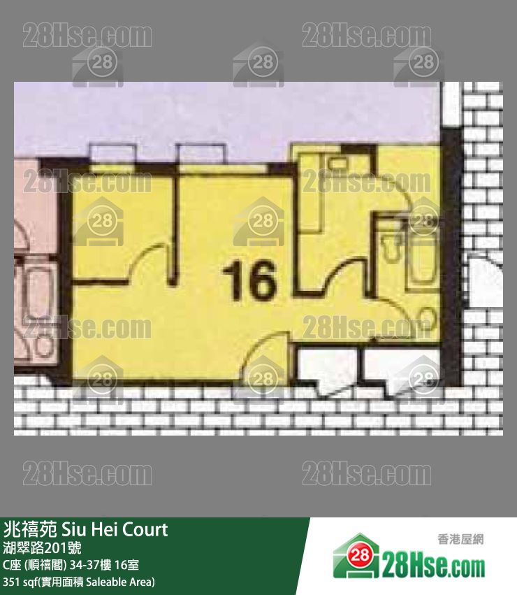 兆禧苑 C座 (順禧閣) 38樓 16室 平面圖