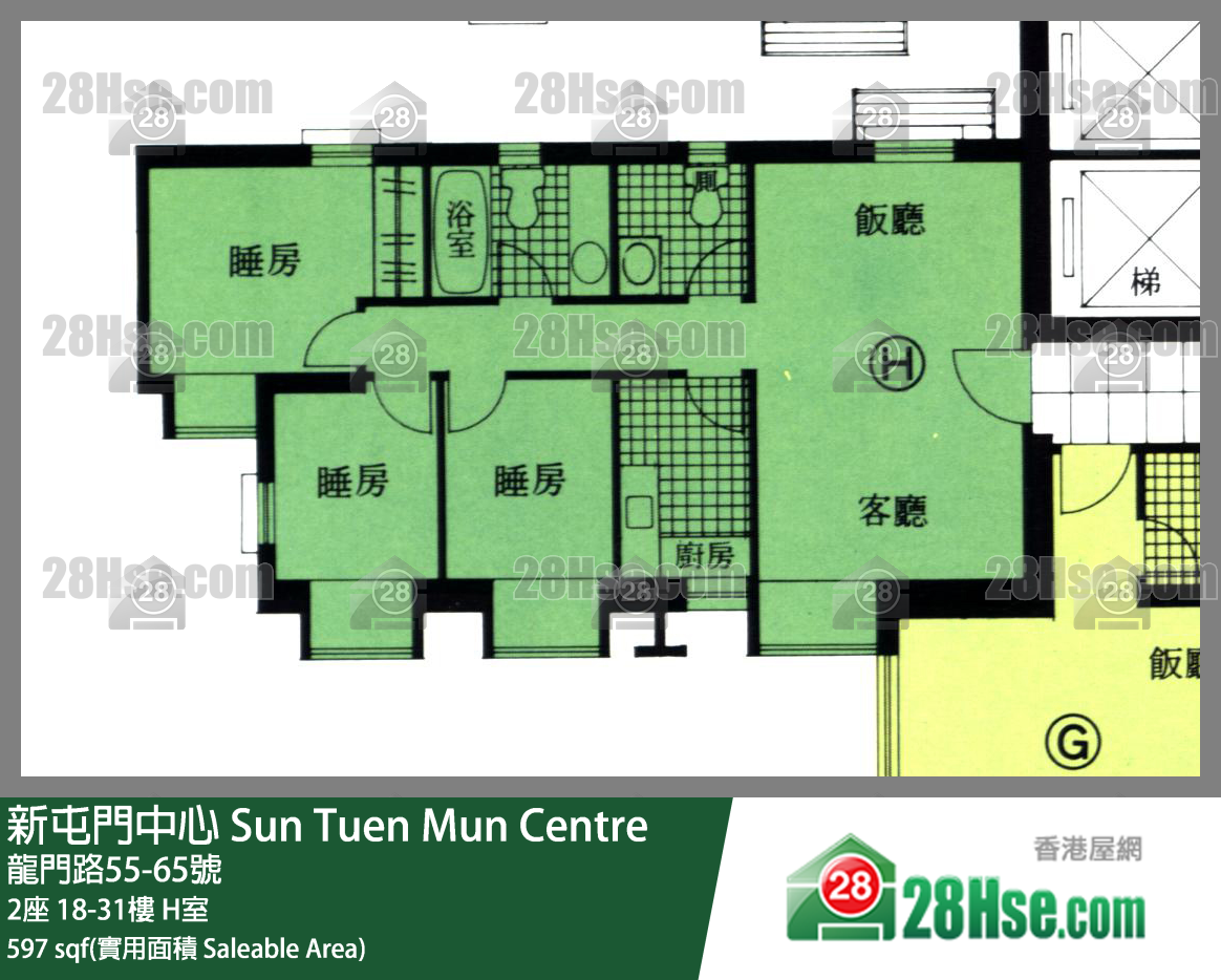 新屯門中心 2座18樓 H室 平面圖