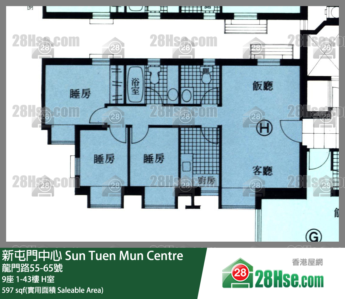 新屯门中心 单位平面图(由 28Hse 提供)