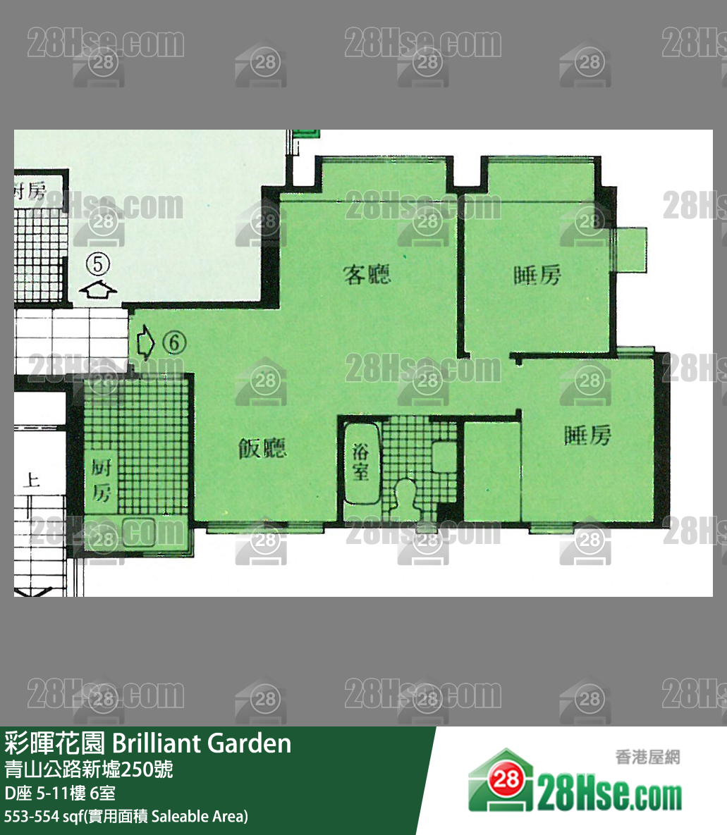 彩暉花園 D座6樓 6室 平面圖