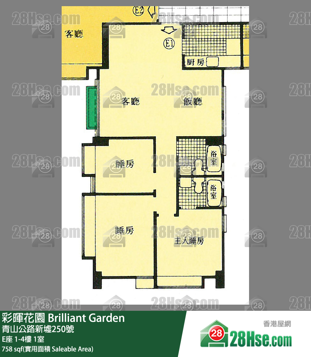彩暉花園 E座3樓 1室 平面圖