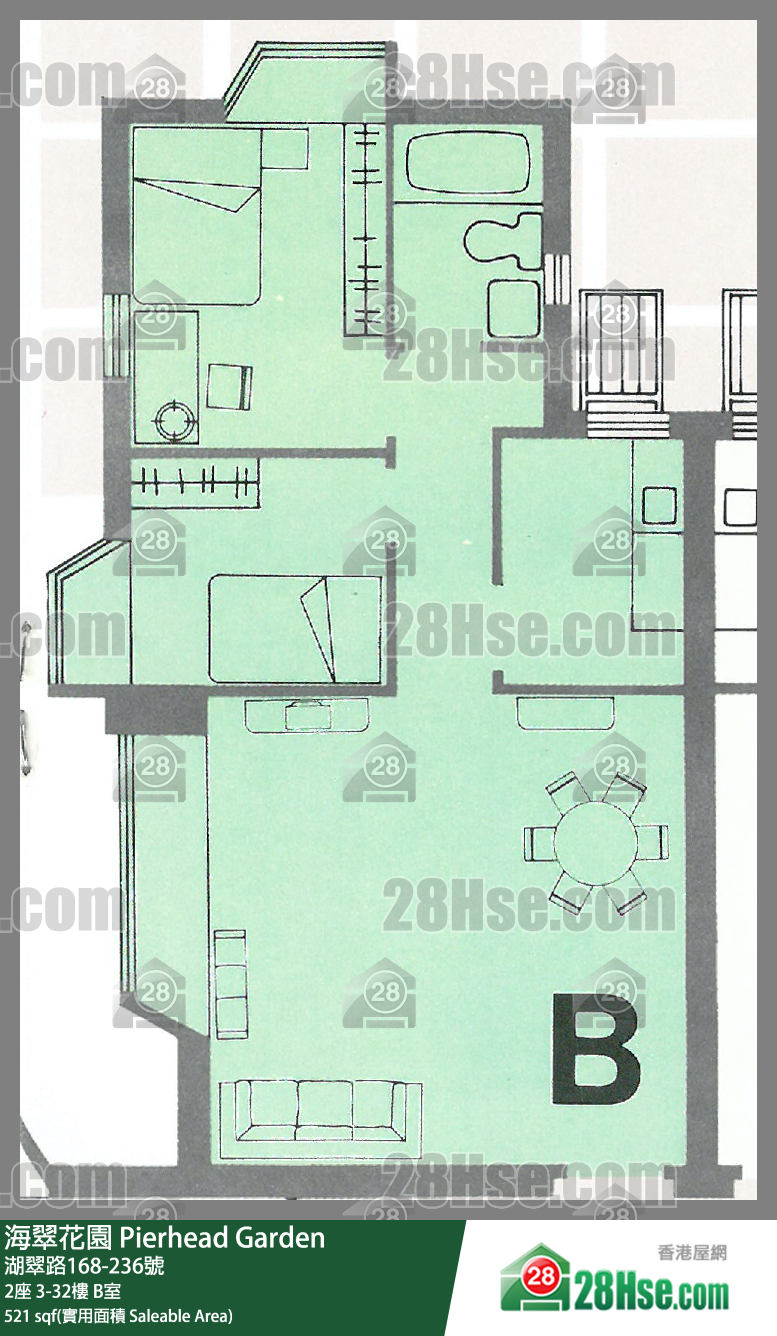海翠花園 2座 7樓 B室 平面圖