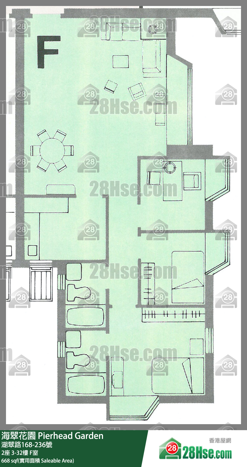 海翠花園 2座30樓 F室 平面圖