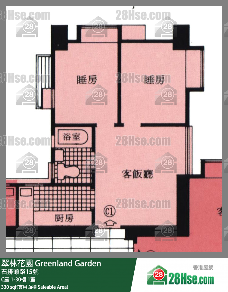 翠林花園 C座28樓 1室 平面圖