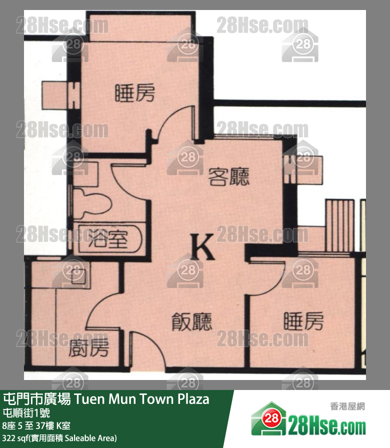 屯門市廣場 單位平面圖(由 28Hse 提供)