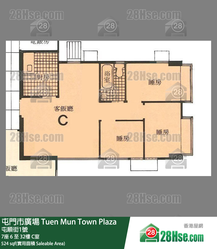 屯門市廣場 7座27樓 C室 平面圖