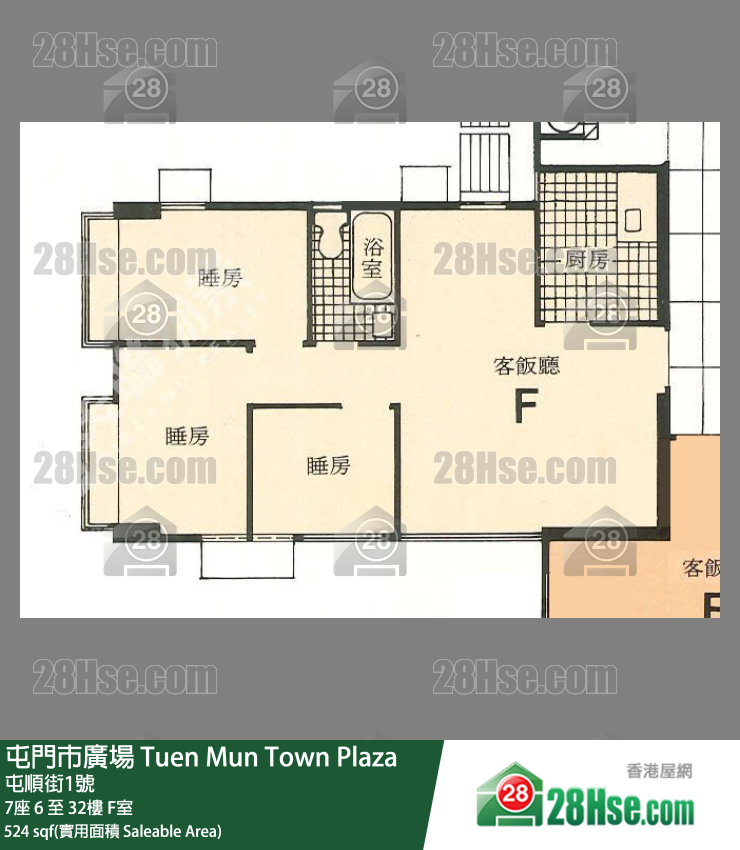 屯門市廣場 7座 32樓 F室 平面圖