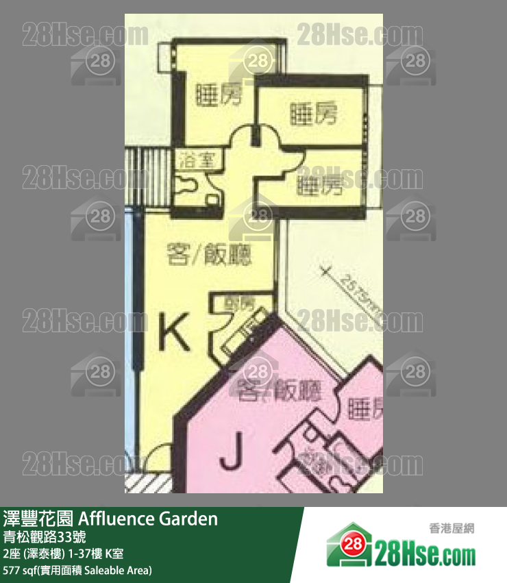 澤豐花園 2座 (澤泰樓)36樓 K室 平面圖