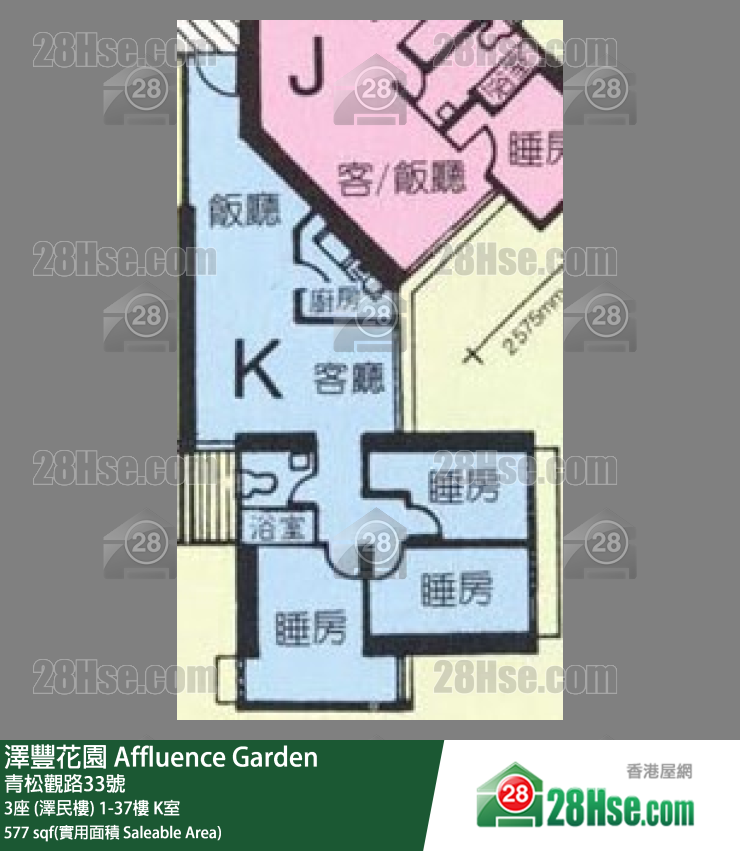 澤豐花園 3座 (澤民樓)25樓 K室 平面圖