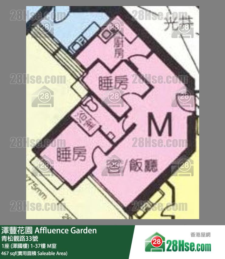 澤豐花園 1座 (澤國樓)18樓 M室 平面圖