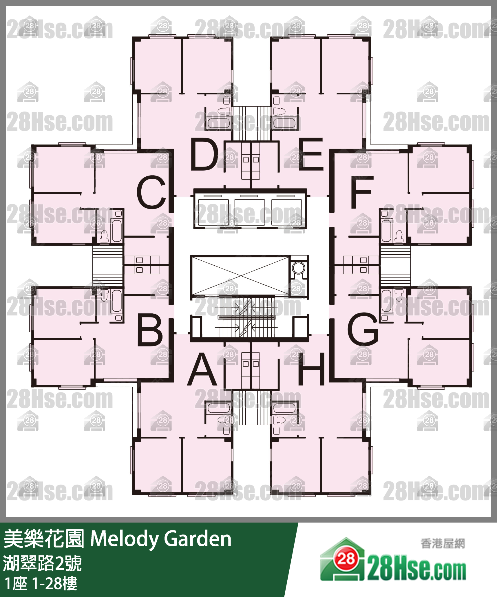 1座 1-28楼 平面图