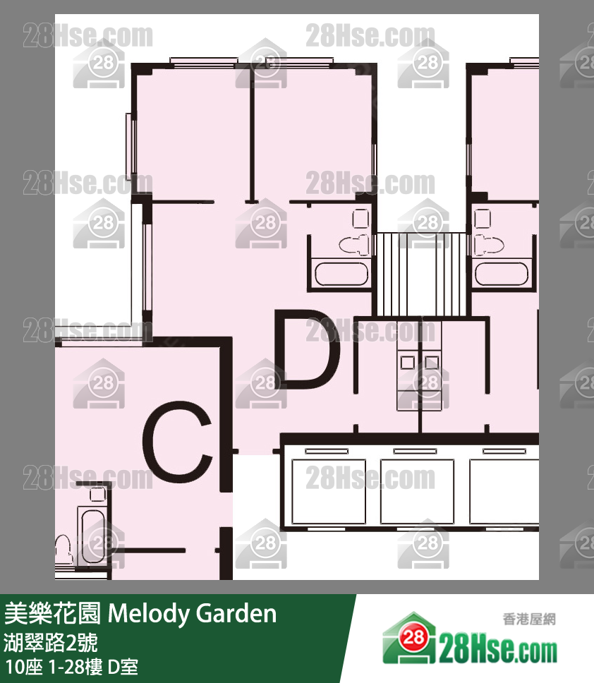 美樂花園 10座2樓 D室 平面圖