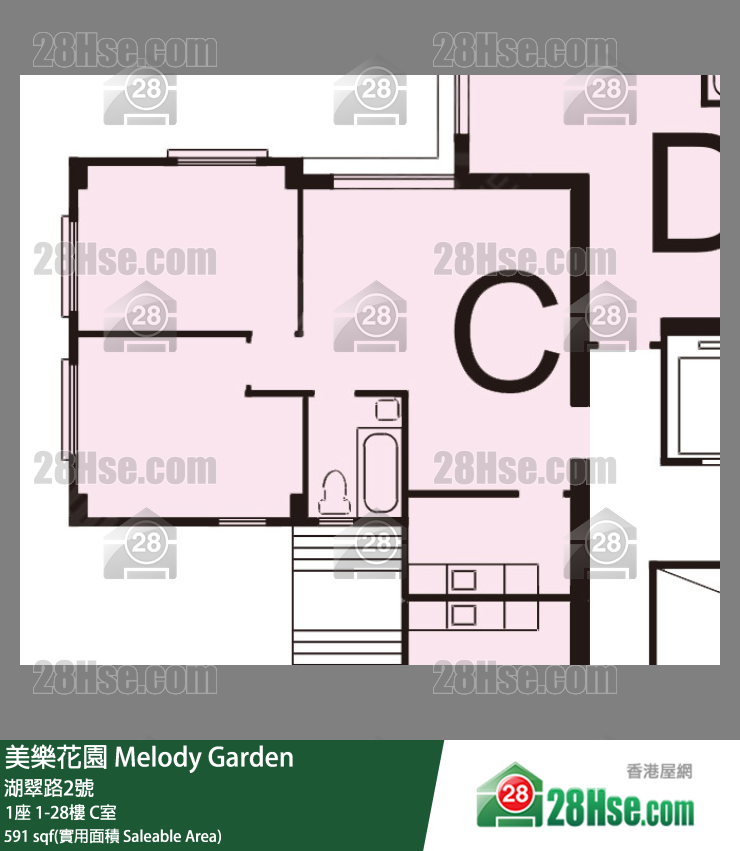 美樂花園 1座 12樓 C室 平面圖