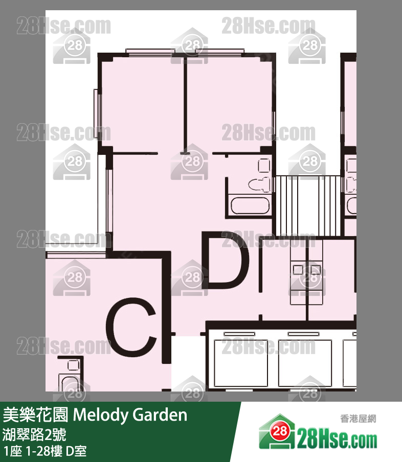美樂花園 1座2樓 D室 平面圖