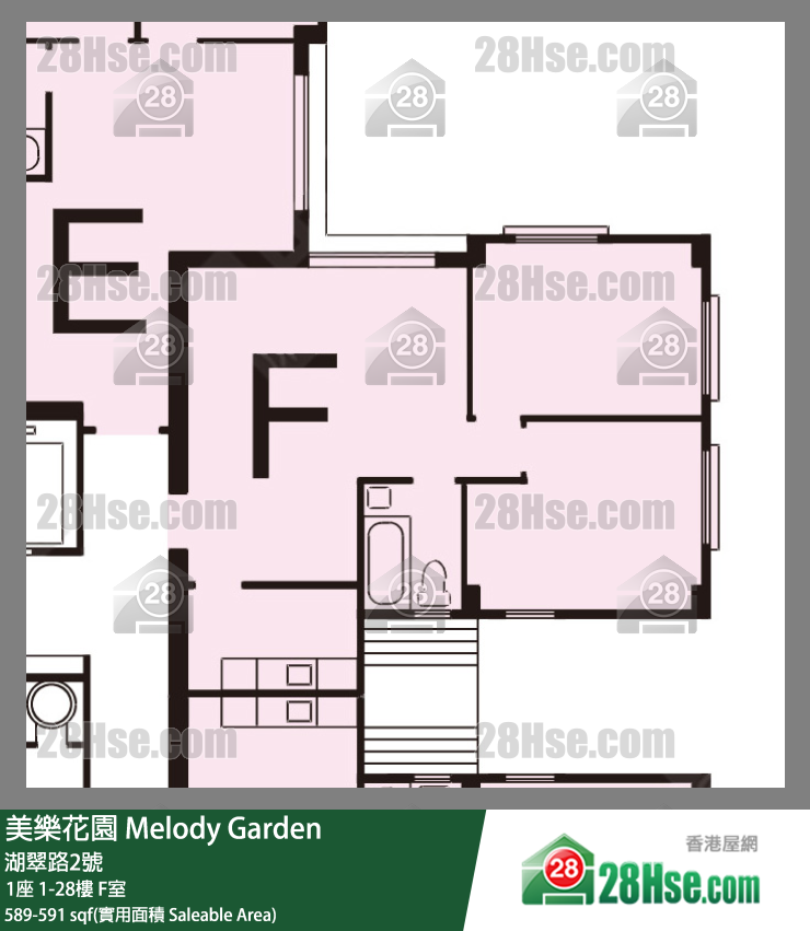 美樂花園 1座21樓 F室 平面圖
