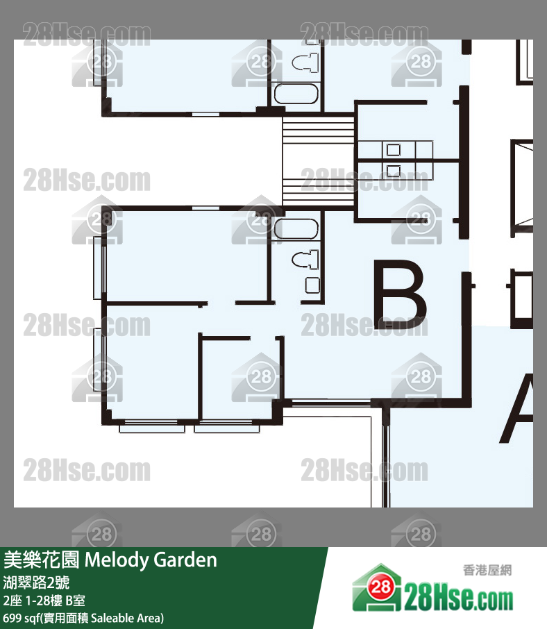 美樂花園 2座8樓 B室 平面圖