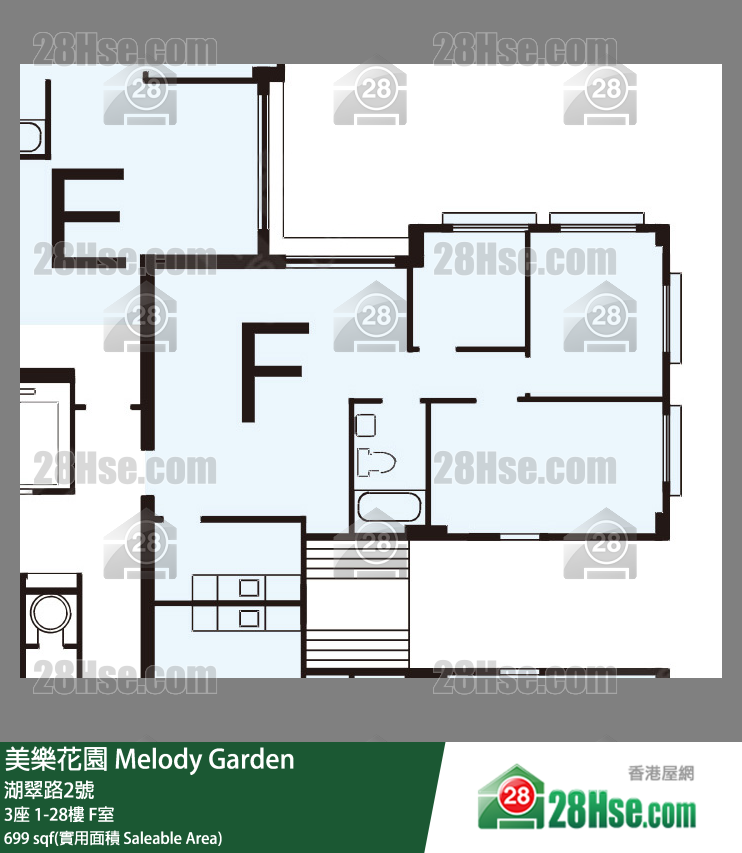 美樂花園 3座 2樓 F室 平面圖