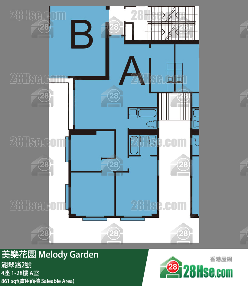 美樂花園 4座19樓 A室 平面圖