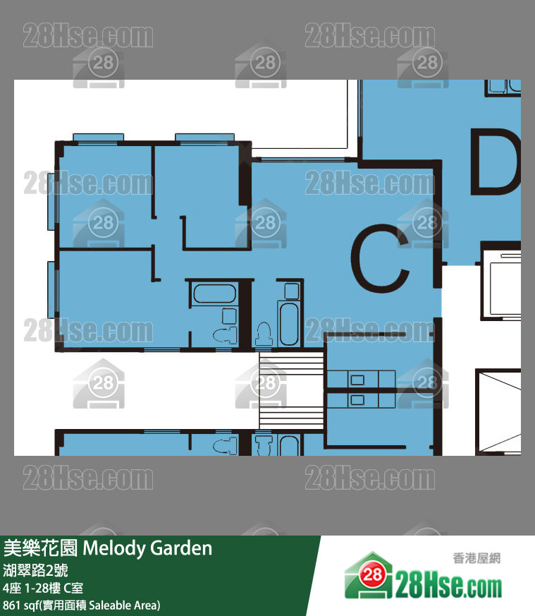 美樂花園 4座21樓 C室 平面圖