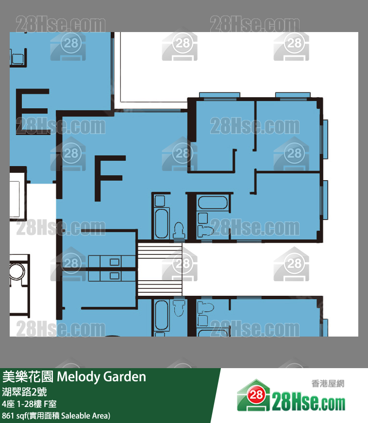美樂花園 4座 28樓 F室 平面圖