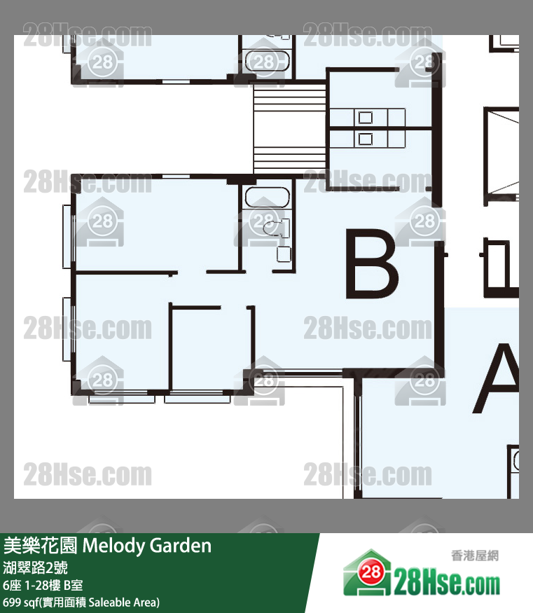 美樂花園 6座22樓 B室 平面圖